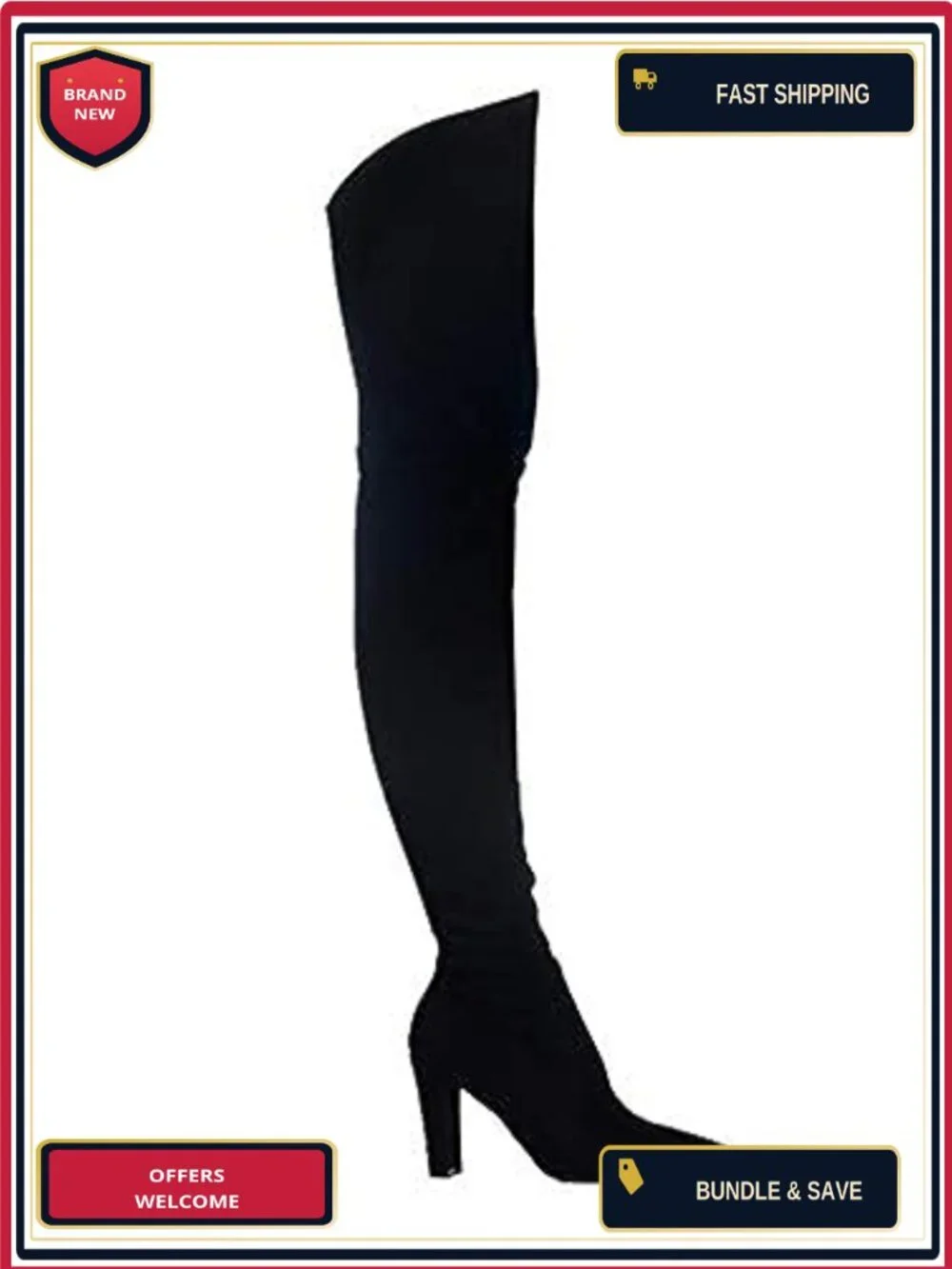 Stretch Suede Chunky Heel Over The Knee Boots Thigh High